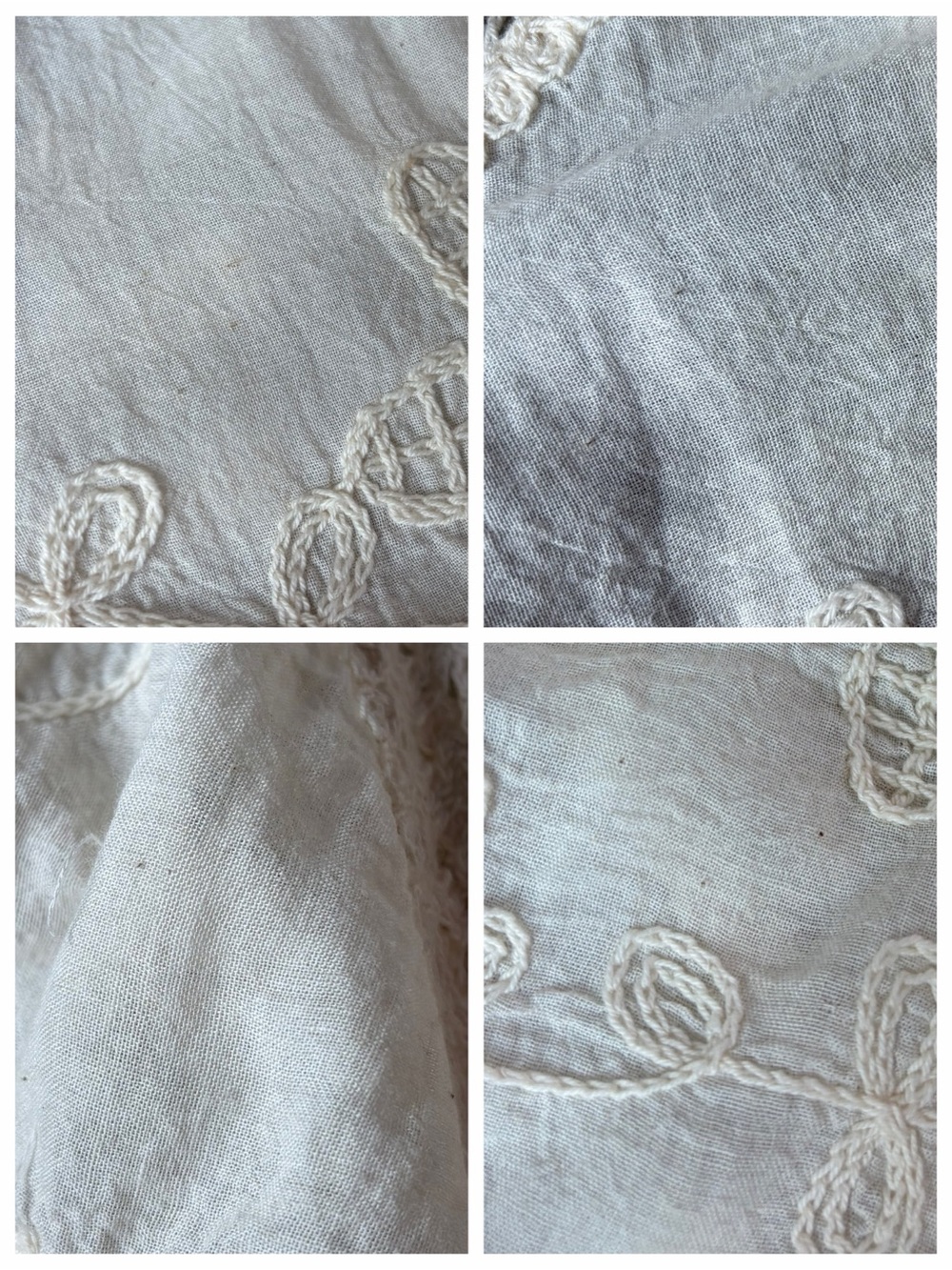 ORIGAMI By Vivian Ivory Cream Crochet Floral Embroidered Kimono Piece Size M/L - Picture 8 of 8
